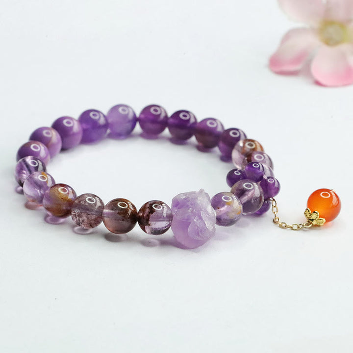 Buddha Stones Natural Amethyst Purple Phantom Gemstone Spiritual Awareness Bracelet - image 5