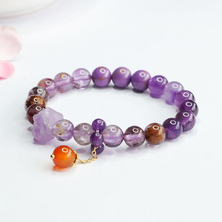 Buddha Stones Natural Amethyst Purple Phantom Gemstone Spiritual Awareness Bracelet - image 2
