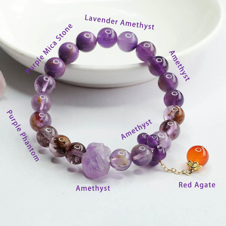 Buddha Stones Natural Amethyst Purple Phantom Gemstone Spiritual Awareness Bracelet - image 6