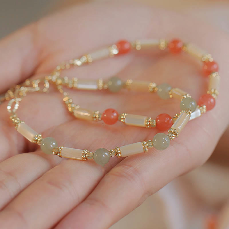 Buddha Stones Tridacna Stone Red Agate Hetian Jade Blessing Bracelet - image 9