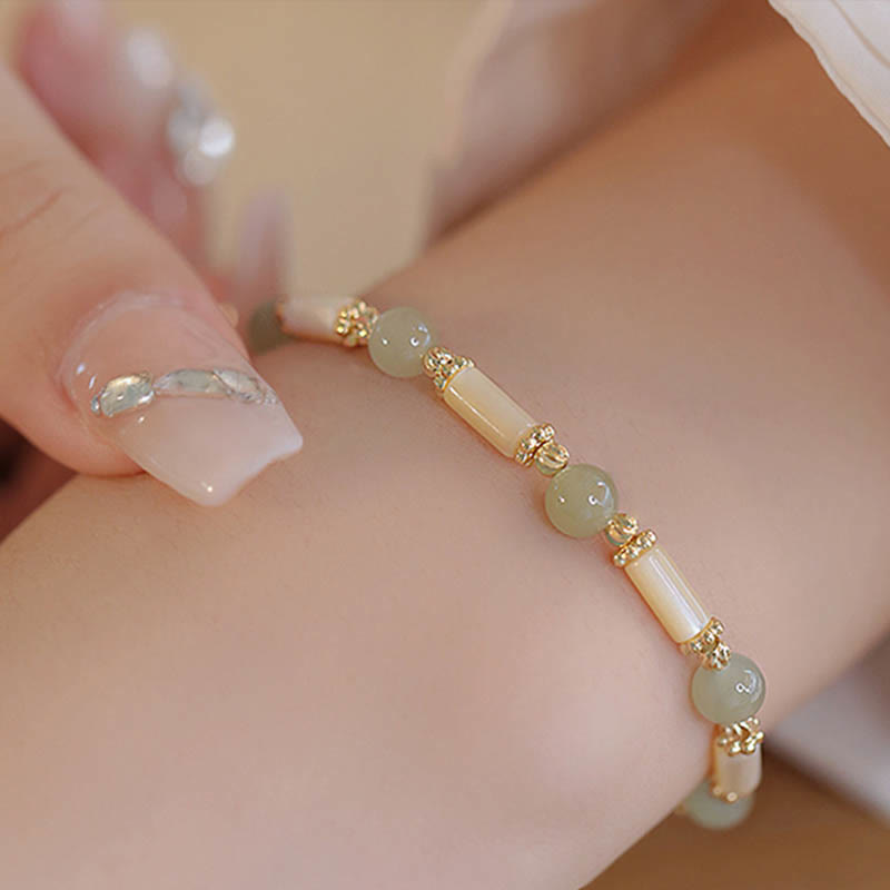 Buddha Stones Tridacna Stone Red Agate Hetian Jade Blessing Bracelet - image 2