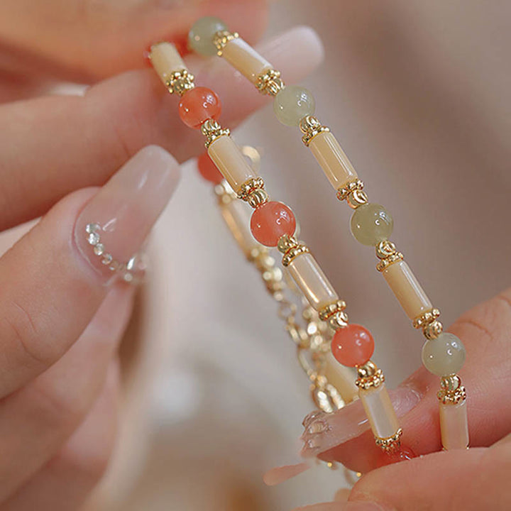 Buddha Stones Tridacna Stone Red Agate Hetian Jade Blessing Bracelet - image 10
