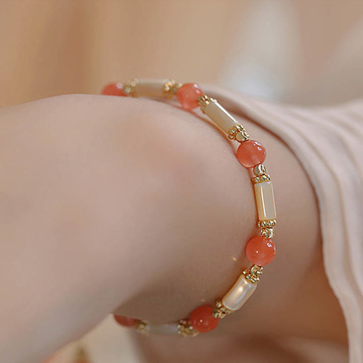 Buddha Stones Tridacna Stone Red Agate Hetian Jade Blessing Bracelet - image 8