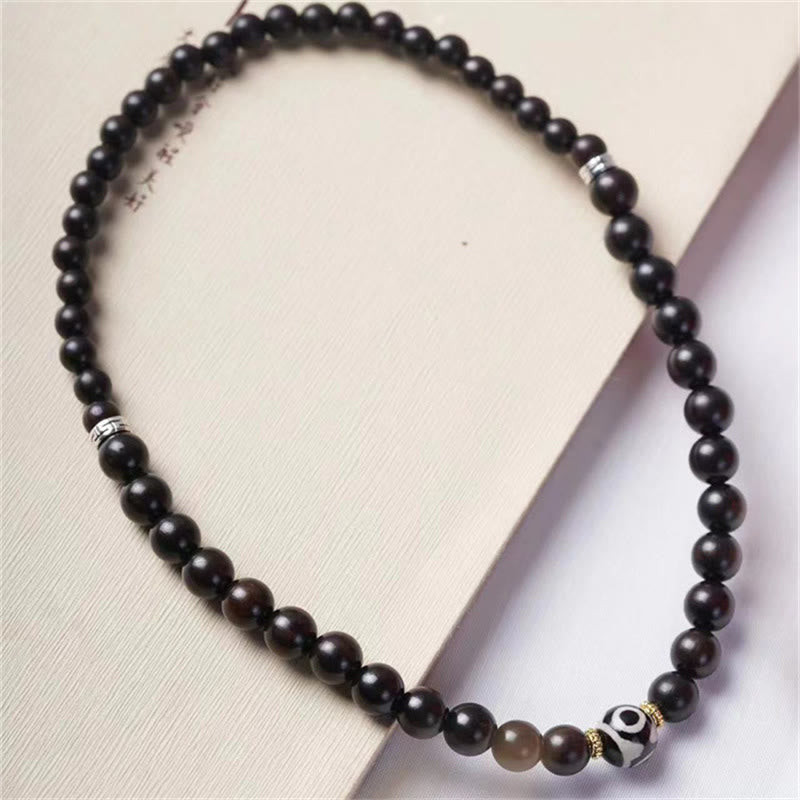 Buddha Stones Tibet Ebony Wood Dzi Bead Balance Double Wrap Bracelet - image 5