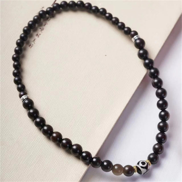 Buddha Stones Tibet Ebony Wood Dzi Bead Balance Double Wrap Bracelet - image 5