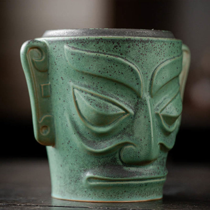 Buddha Stones Bronze Age Relics Sanxingdui Mask Three Star Mound Ceramic Healing Incense Burner - image 6