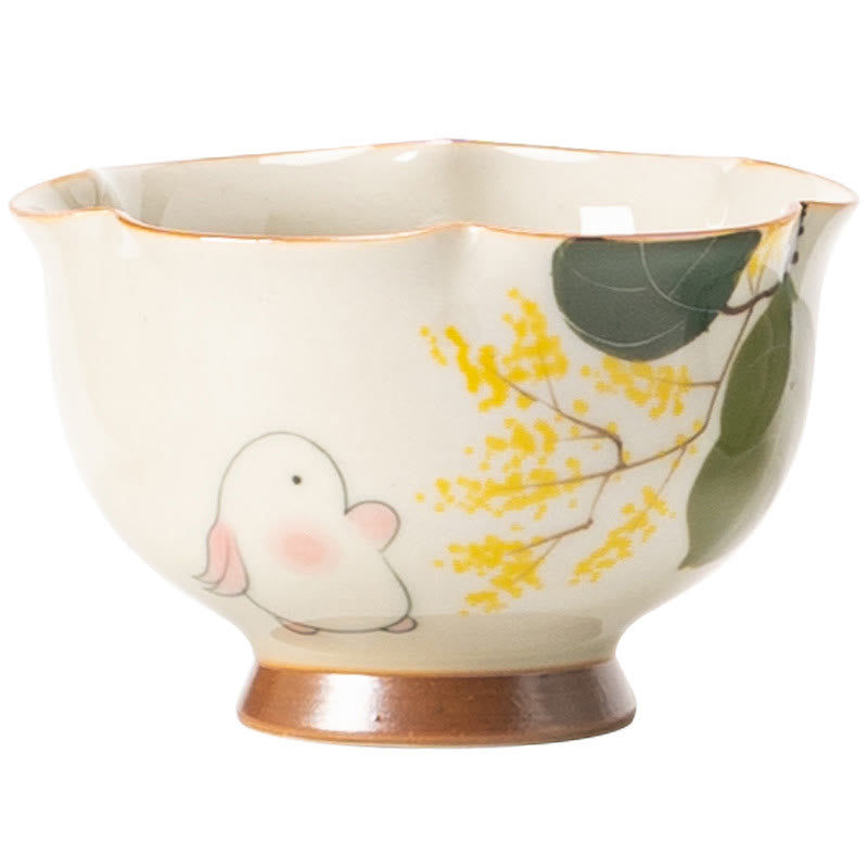 Buddha Stones Hand Painted Small Osmanthus Rabbit Ceramic Teacup Kung Fu Tea Cup 40ml - image 14
