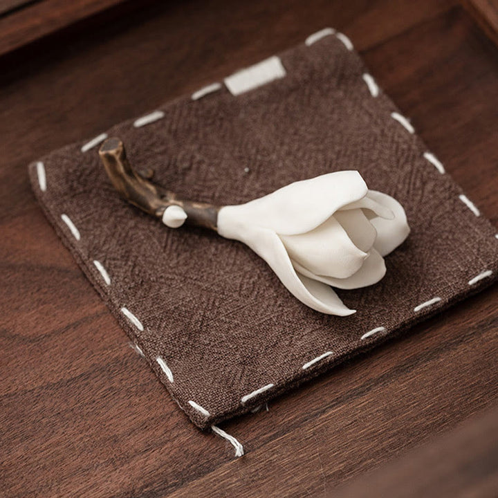 Buddha Stones Gardenia Flower Pattern Ceramic Healing Incense Burner Decoration - image 8