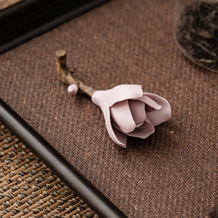 Buddha Stones Gardenia Flower Pattern Ceramic Healing Incense Burner Decoration - image 13