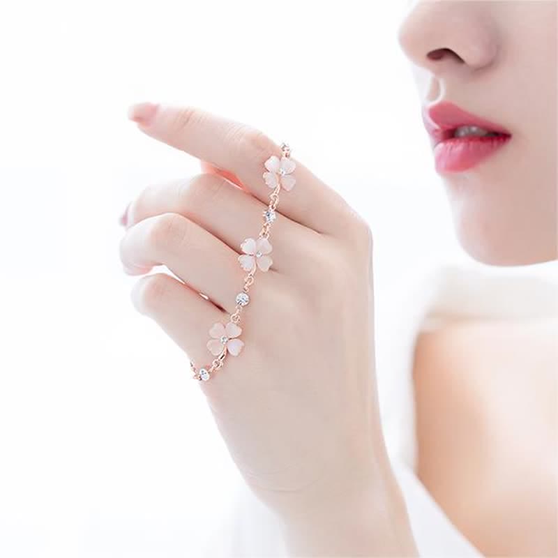 Buddha Stones Pink Crystal Four Leaf Clover Love Chain Bracelet - image 7