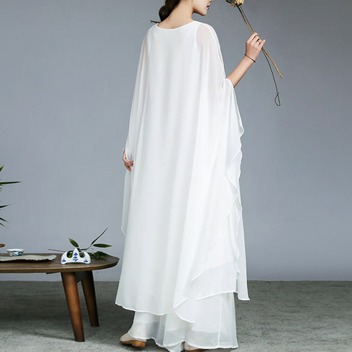 Buddha Stones Simple Pattern Midi Dress Wide Leg Pants Meditation Spiritual Zen Practice Yoga Dance Clothing - image 3