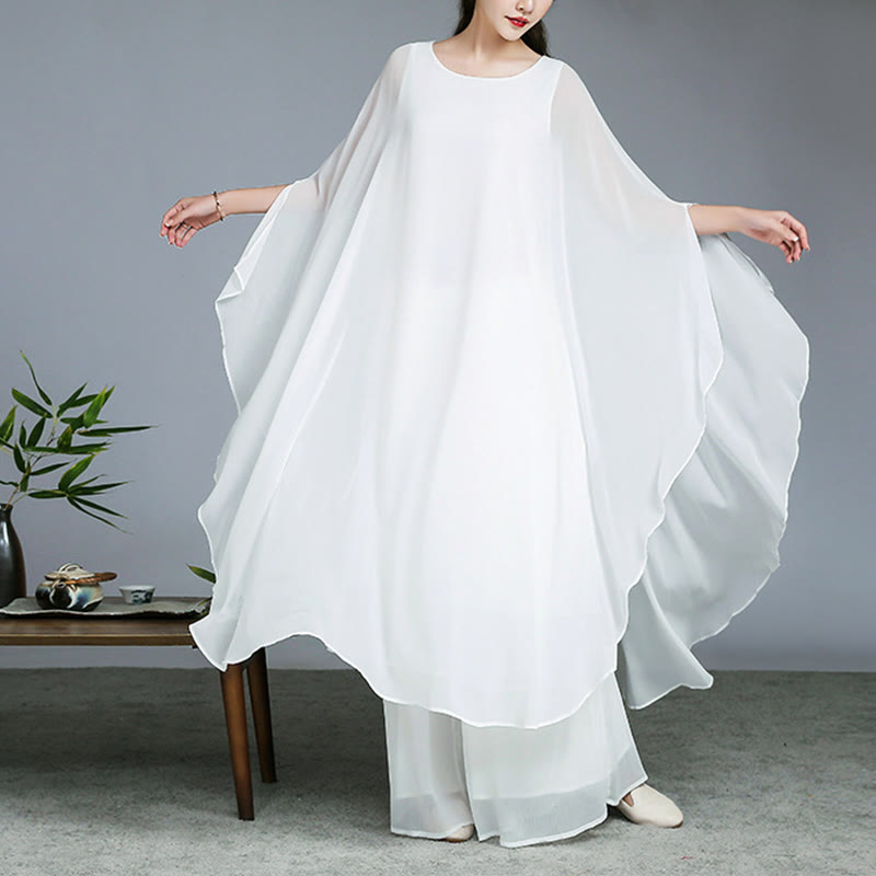 Buddha Stones Simple Pattern Midi Dress Wide Leg Pants Meditation Spiritual Zen Practice Yoga Dance Clothing - image 1