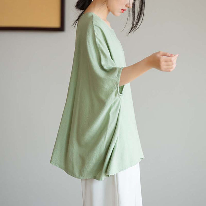 Buddha Stones Solid Color Three Quarter Sleeve Top Loose Tee T-Shirt - image 15