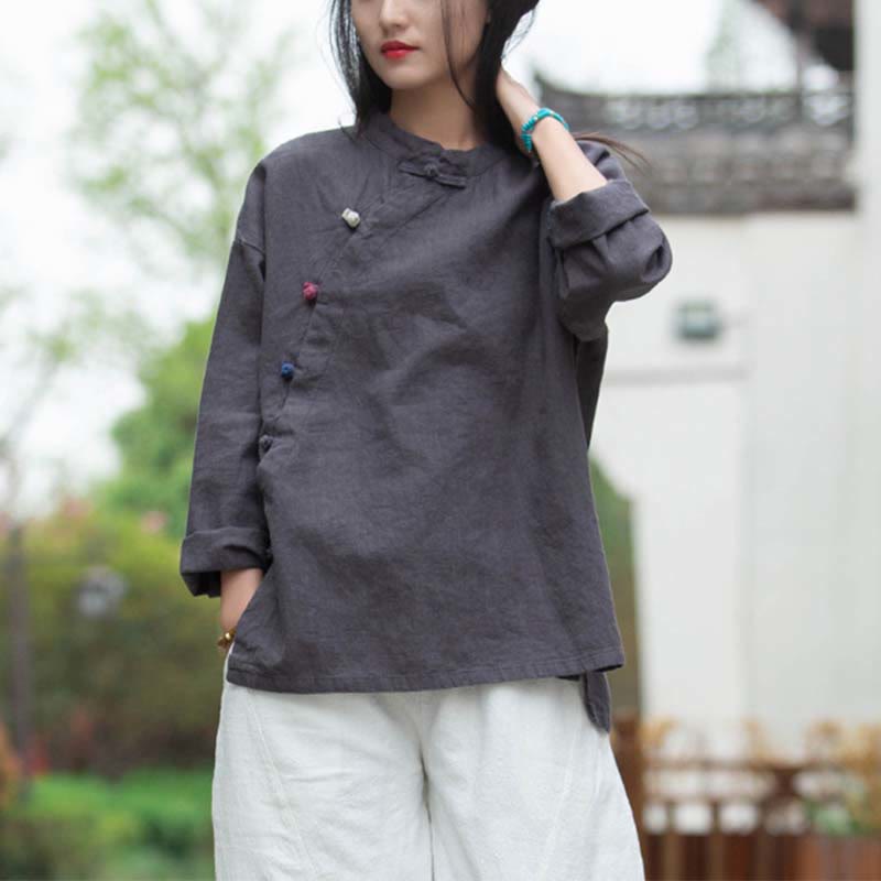 Buddha Stones Ramie Linen Blouse Women Shirt Top Chinese Hanfu Style Clothing - image 4