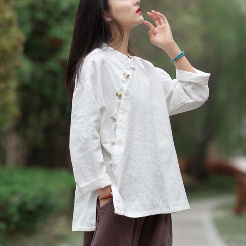 Buddha Stones Ramie Linen Blouse Women Shirt Top Chinese Hanfu Style Clothing - image 13