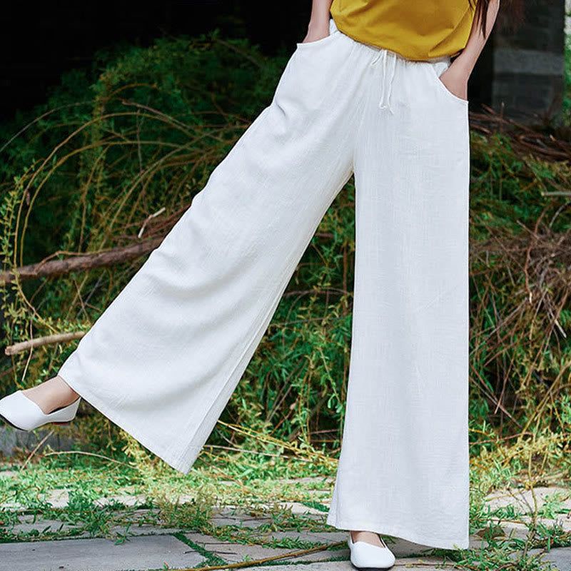 Buddha Stones Plain Wide Leg Pants Dance Women's Yoga Pants With Pockets - image 17