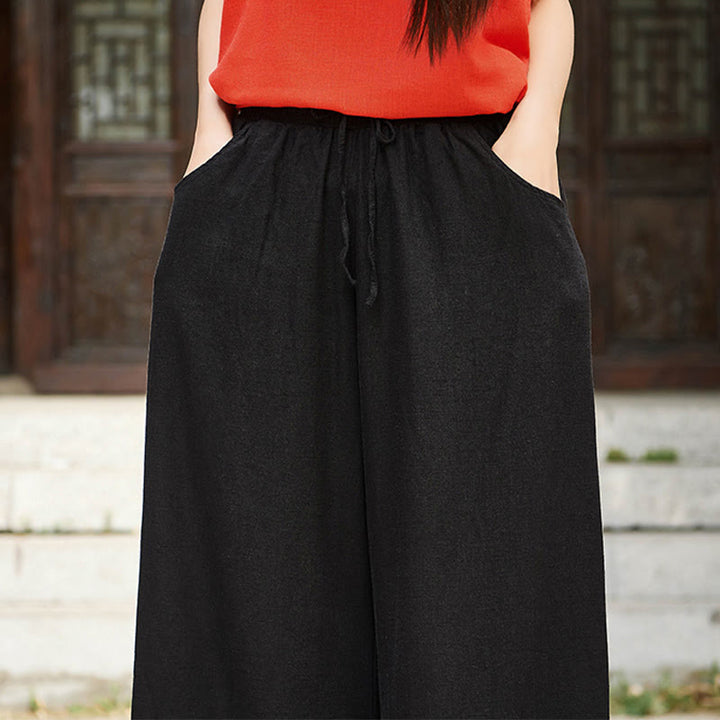 Buddha Stones Plain Wide Leg Pants Dance Women's Yoga Pants With Pockets - image 26