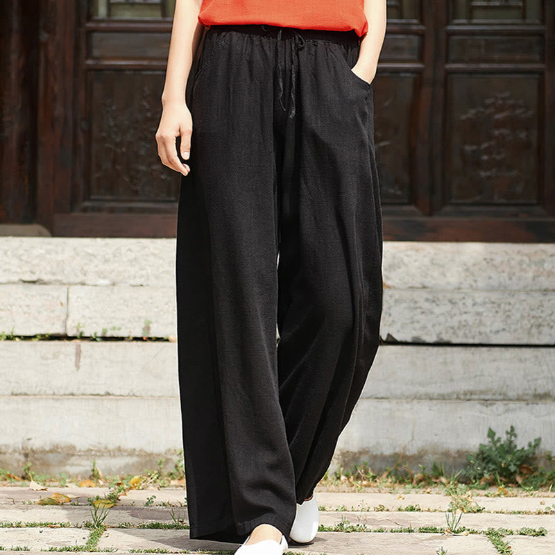 Buddha Stones Plain Wide Leg Pants Dance Women's Yoga Pants With Pockets - image 23