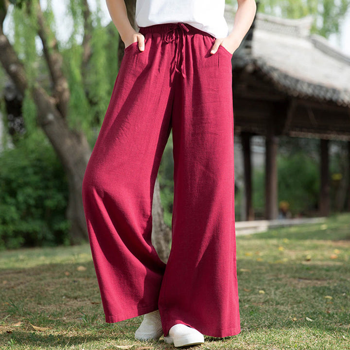 Buddha Stones Plain Wide Leg Pants Dance Women's Yoga Pants With Pockets - image 42