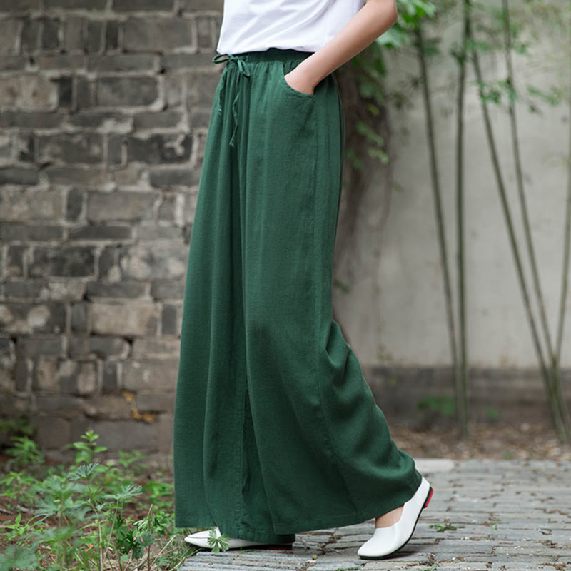 Buddha Stones Plain Wide Leg Pants Dance Women's Yoga Pants With Pockets - image 55