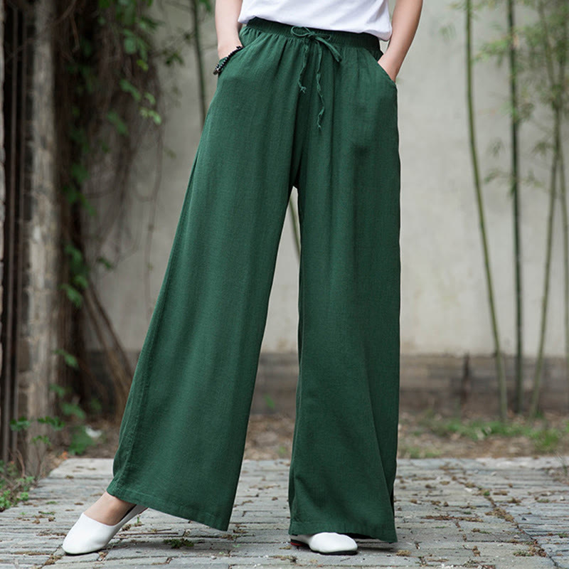 Buddha Stones Plain Wide Leg Pants Dance Women's Yoga Pants With Pockets - image 54