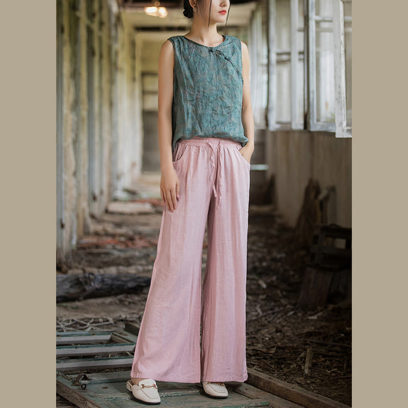 Buddha Stones Plain Wide Leg Pants Dance Women's Yoga Pants With Pockets - image 65