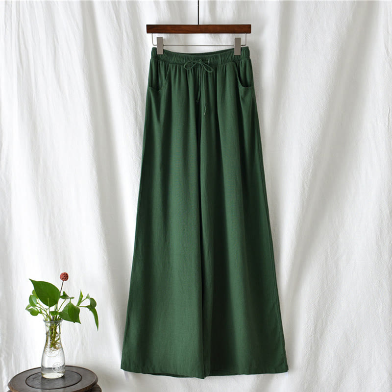 Buddha Stones Plain Wide Leg Pants Dance Women's Yoga Pants With Pockets - image 57