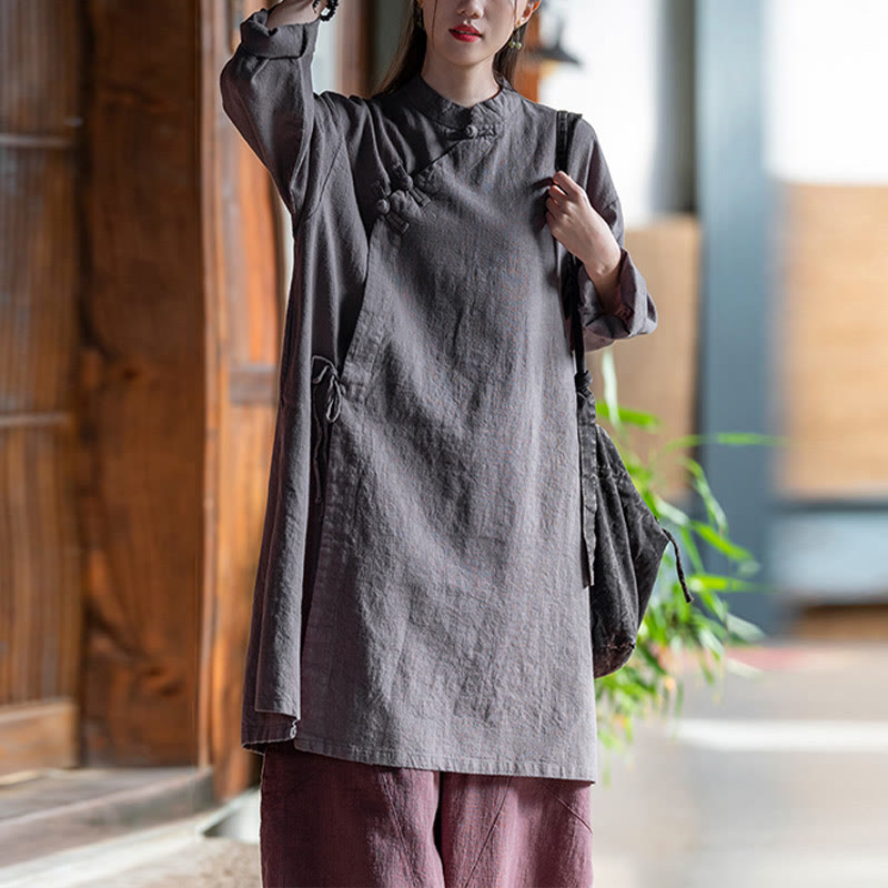 Buddha Stones Vintage Cotton Linen Blouse Women Long Sleeve Shirt Chinese Hanfu Top - image 11
