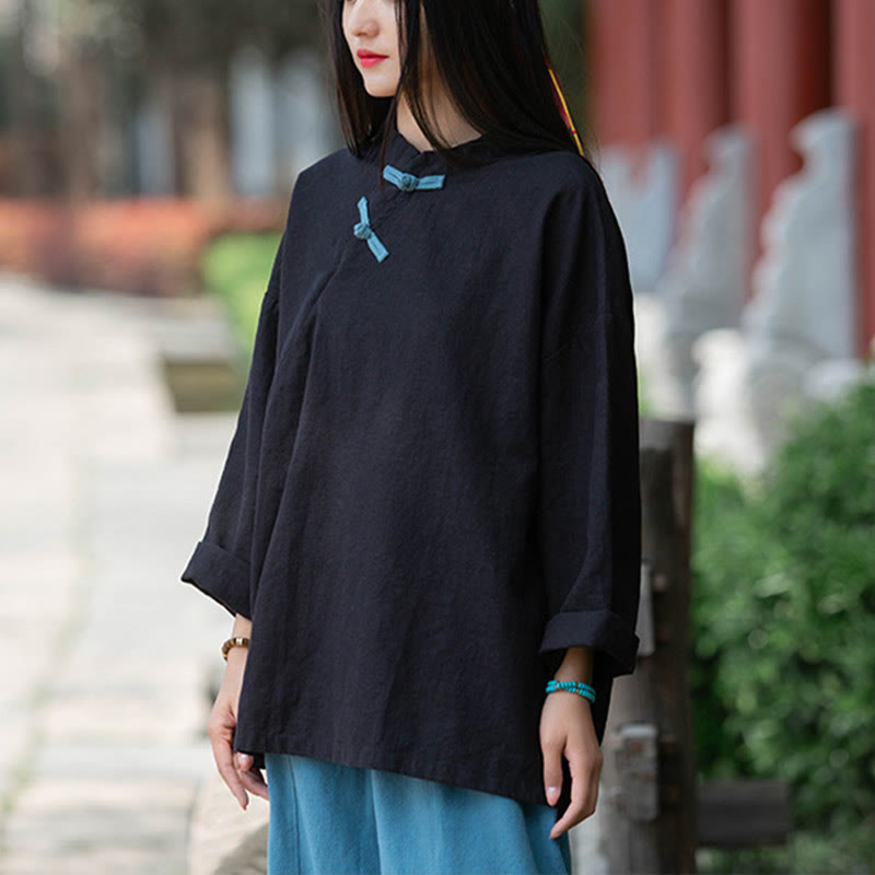 Buddha Stones Ramie Linen Loose Blouse Women Long Sleeve Shirt Chinese Hanfu Top - image 16