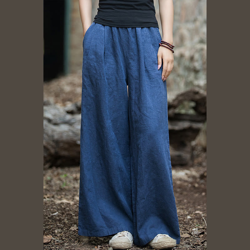 Buddha Stones Retro Wide Leg Pants Casual Women's Yoga Pants With Pockets - image 1