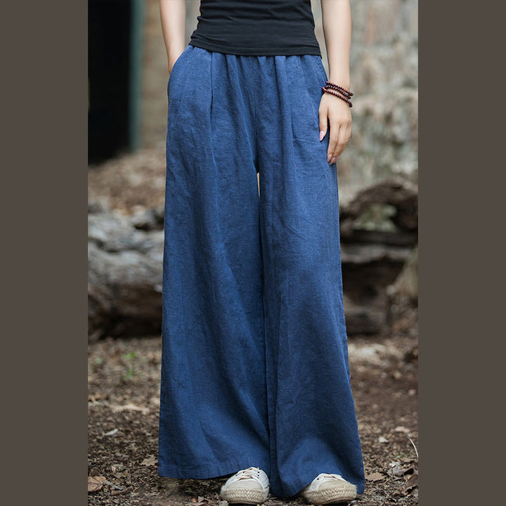 Buddha Stones Retro Wide Leg Pants Casual Women's Yoga Pants With Pockets - image 1