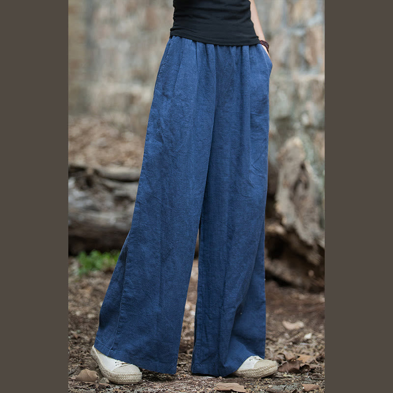 Buddha Stones Retro Wide Leg Pants Casual Women's Yoga Pants With Pockets - image 2