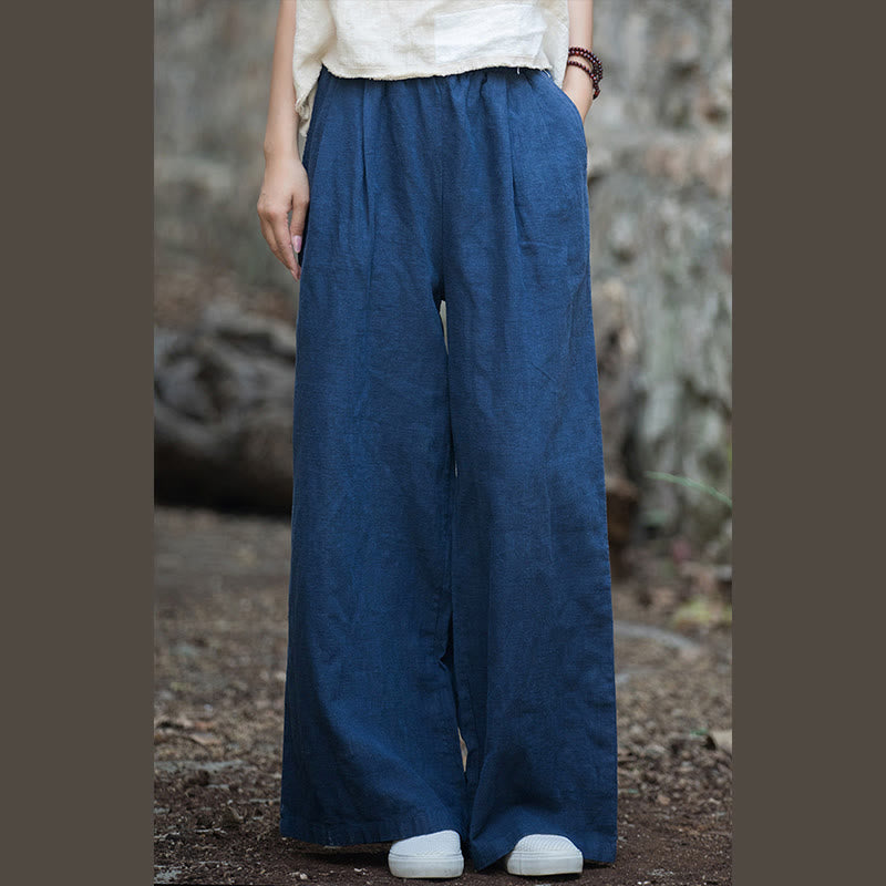 Buddha Stones Retro Wide Leg Pants Casual Women's Yoga Pants With Pockets - image 3