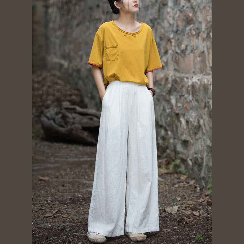 Buddha Stones Retro Wide Leg Pants Casual Women's Yoga Pants With Pockets - image 9