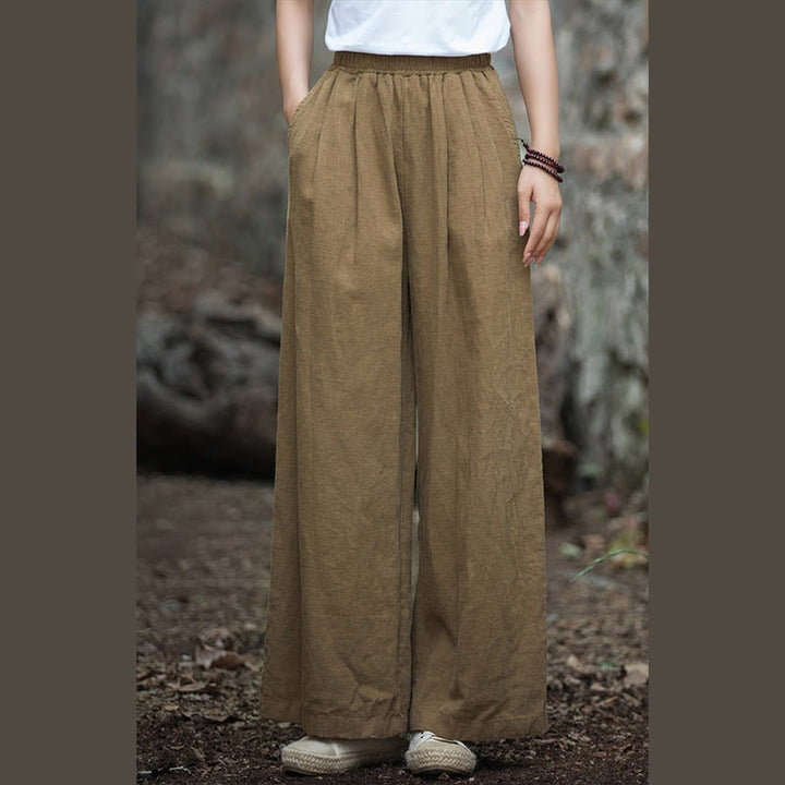 Buddha Stones Retro Wide Leg Pants Casual Women's Yoga Pants With Pockets - image 30