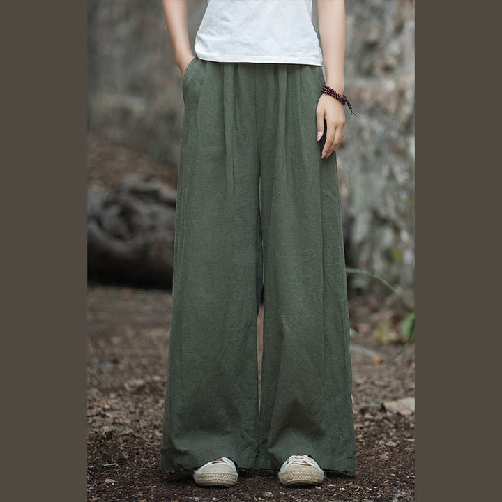 Buddha Stones Retro Wide Leg Pants Casual Women's Yoga Pants With Pockets - image 33