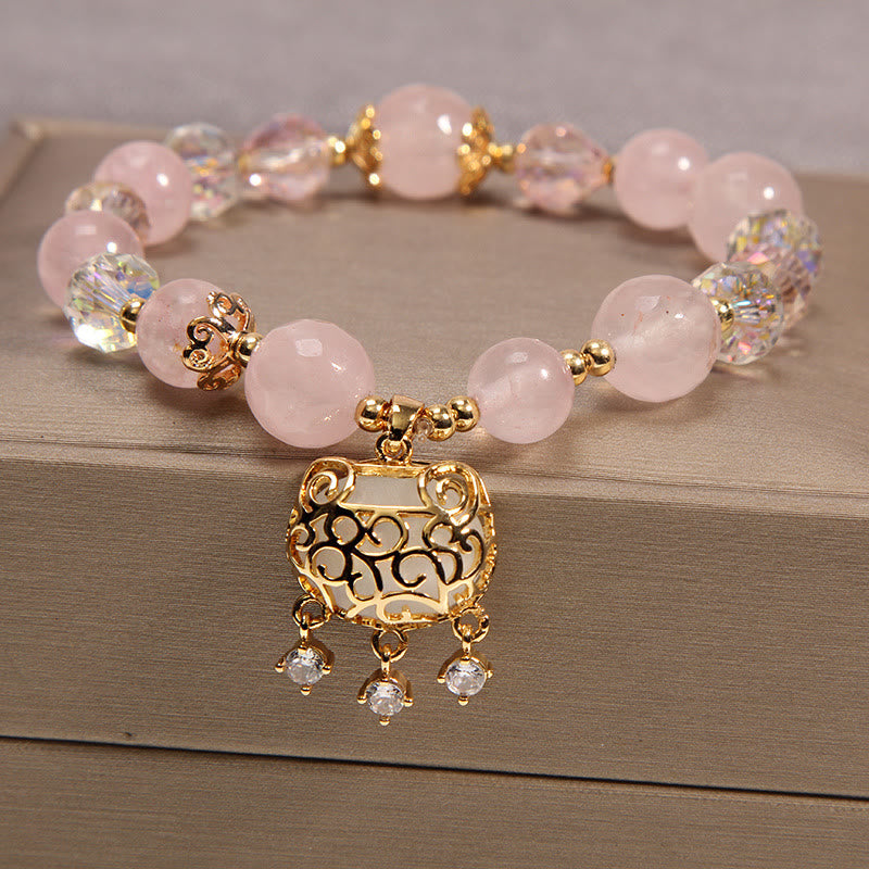 Buddha Stones Natural Pink Crystal Soothing Protection Bracelet - Pink Crystal(Soothing♥Warmth)(Wrist Circumference 14-16cm) - image 0