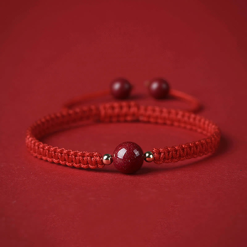 Buddha Stones Lucky Cinnabar Bead Blessing Red String Bracelet - Red(Wrist Circumference 14-18cm) - image 0