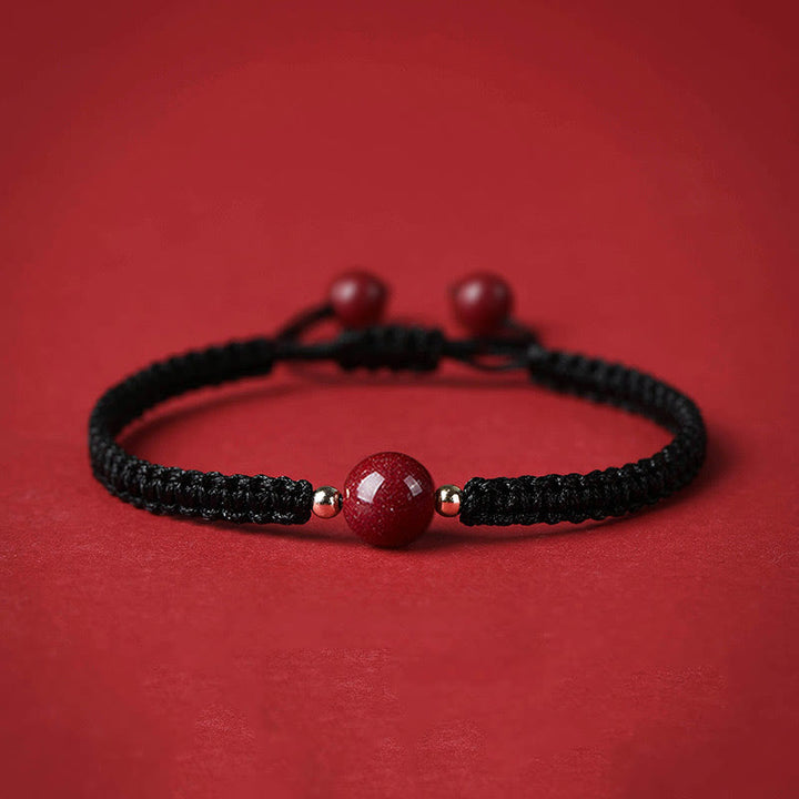 Buddha Stones Lucky Cinnabar Bead Blessing Red String Bracelet - Black(Wrist Circumference 14-18cm) - image 11
