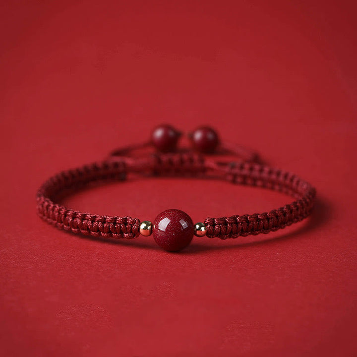 Buddha Stones Lucky Cinnabar Bead Blessing Red String Bracelet - Wine Red(Wrist Circumference 14-18cm) - image 10
