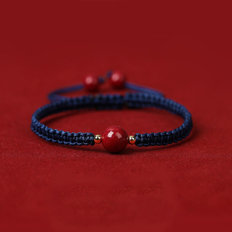 Buddha Stones Lucky Cinnabar Bead Blessing Red String Bracelet - Navy Blue(Wrist Circumference 14-18cm) - image 14