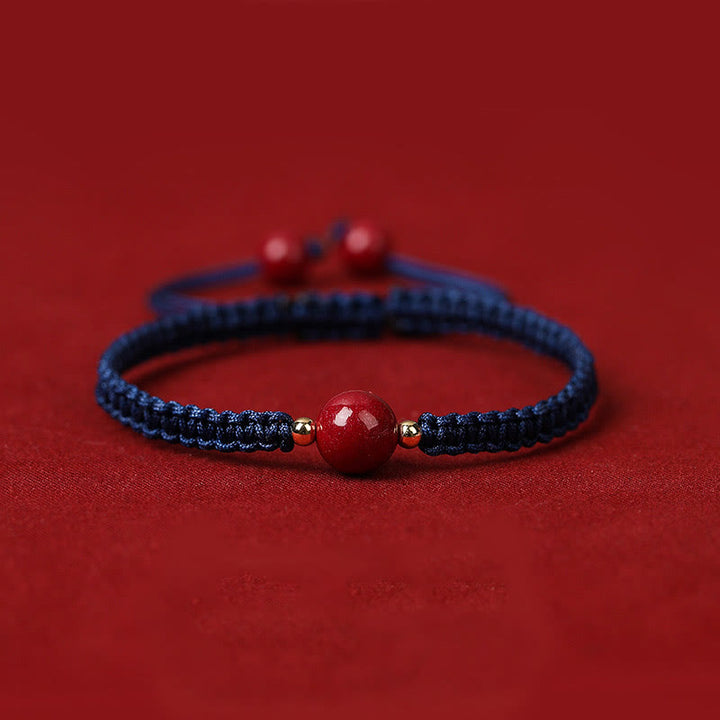 Buddha Stones Lucky Cinnabar Bead Blessing Red String Bracelet - Navy Blue(Wrist Circumference 14-18cm) - image 14
