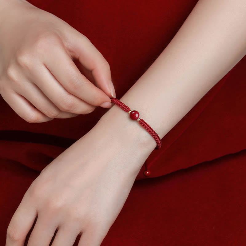 Buddha Stones Lucky Cinnabar Bead Blessing Red String Bracelet - image 4