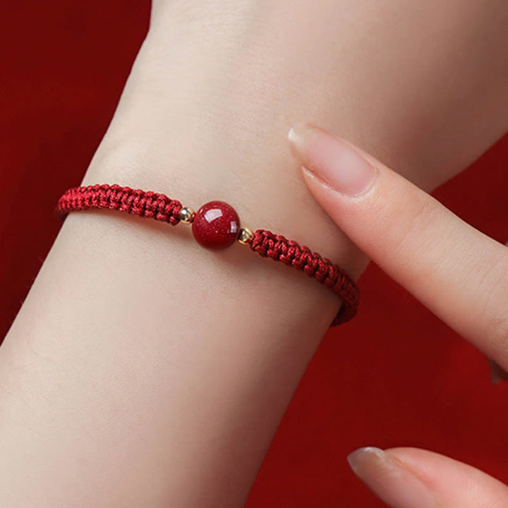 Buddha Stones Lucky Cinnabar Bead Blessing Red String Bracelet - image 3
