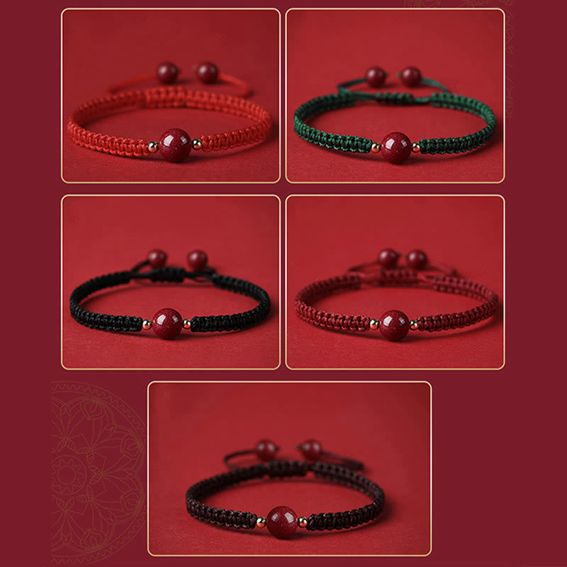 Buddha Stones Lucky Cinnabar Bead Blessing Red String Bracelet - image 2