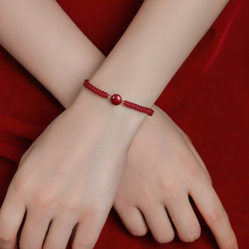Buddha Stones Lucky Cinnabar Bead Blessing Red String Bracelet - image 8