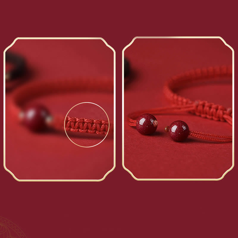 Buddha Stones Lucky Cinnabar Bead Blessing Red String Bracelet - image 6
