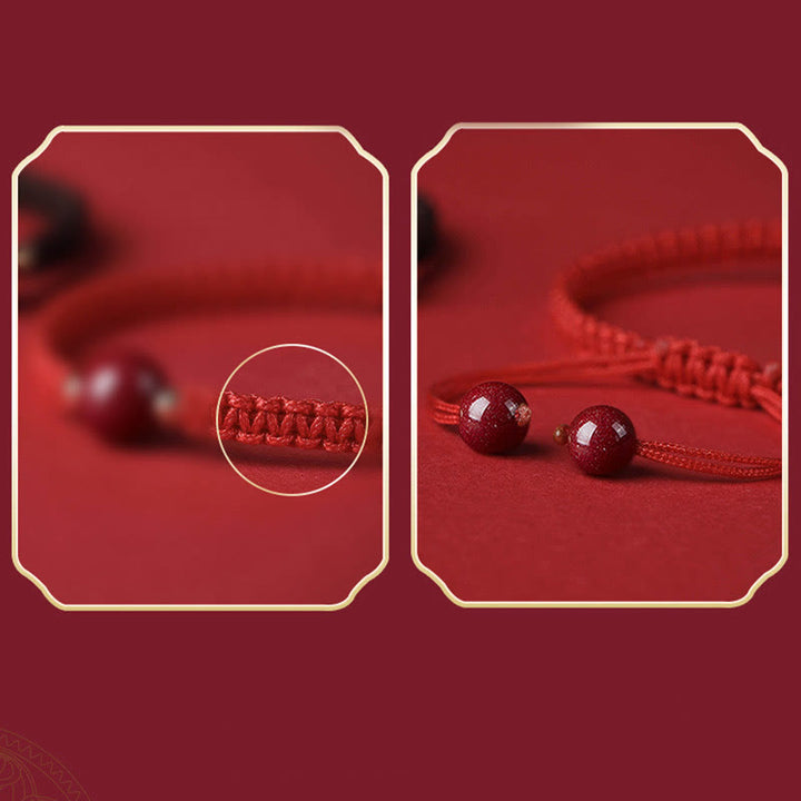 Buddha Stones Lucky Cinnabar Bead Blessing Red String Bracelet - image 6