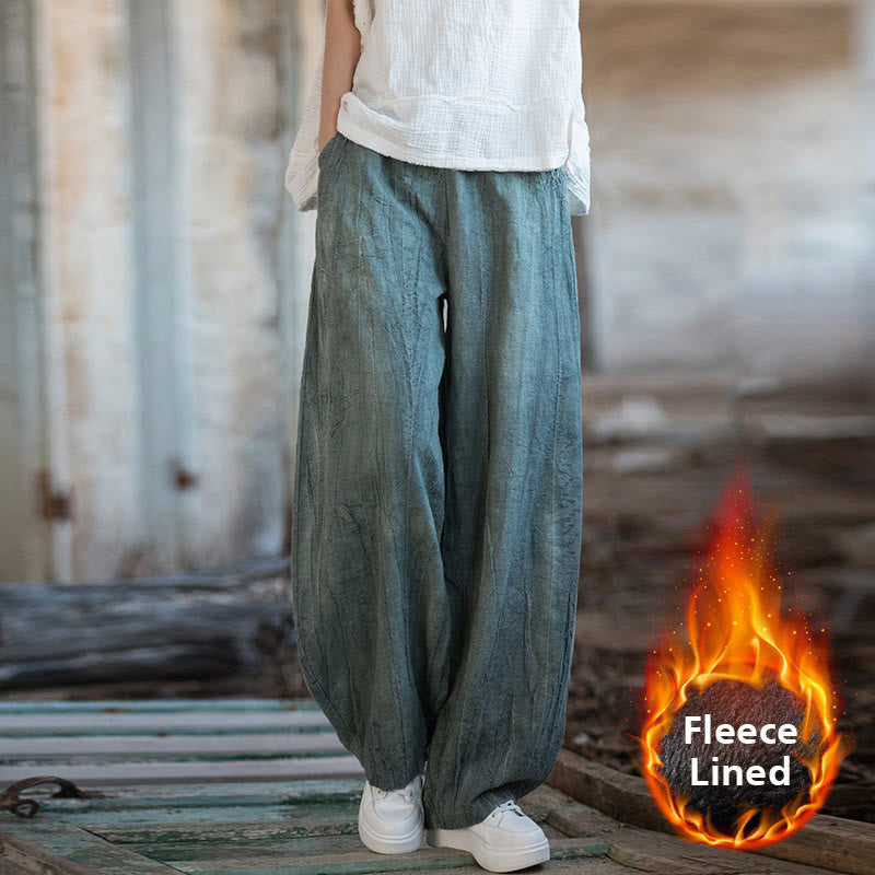 Buddha Stones Retro Tie Dye Harem Pants Casual Women's Yoga Pants With Pockets - LightSeaGreen(Fleece Lined Version) - US6，UK/AU10，EU38 (L)  - image 60