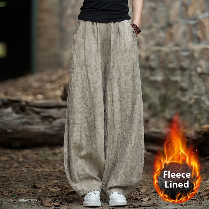 Buddha Stones Retro Tie Dye Harem Pants Casual Women's Yoga Pants With Pockets - Khaki(Fleece Lined Version) - US6，UK/AU10，EU38 (L)  - image 61